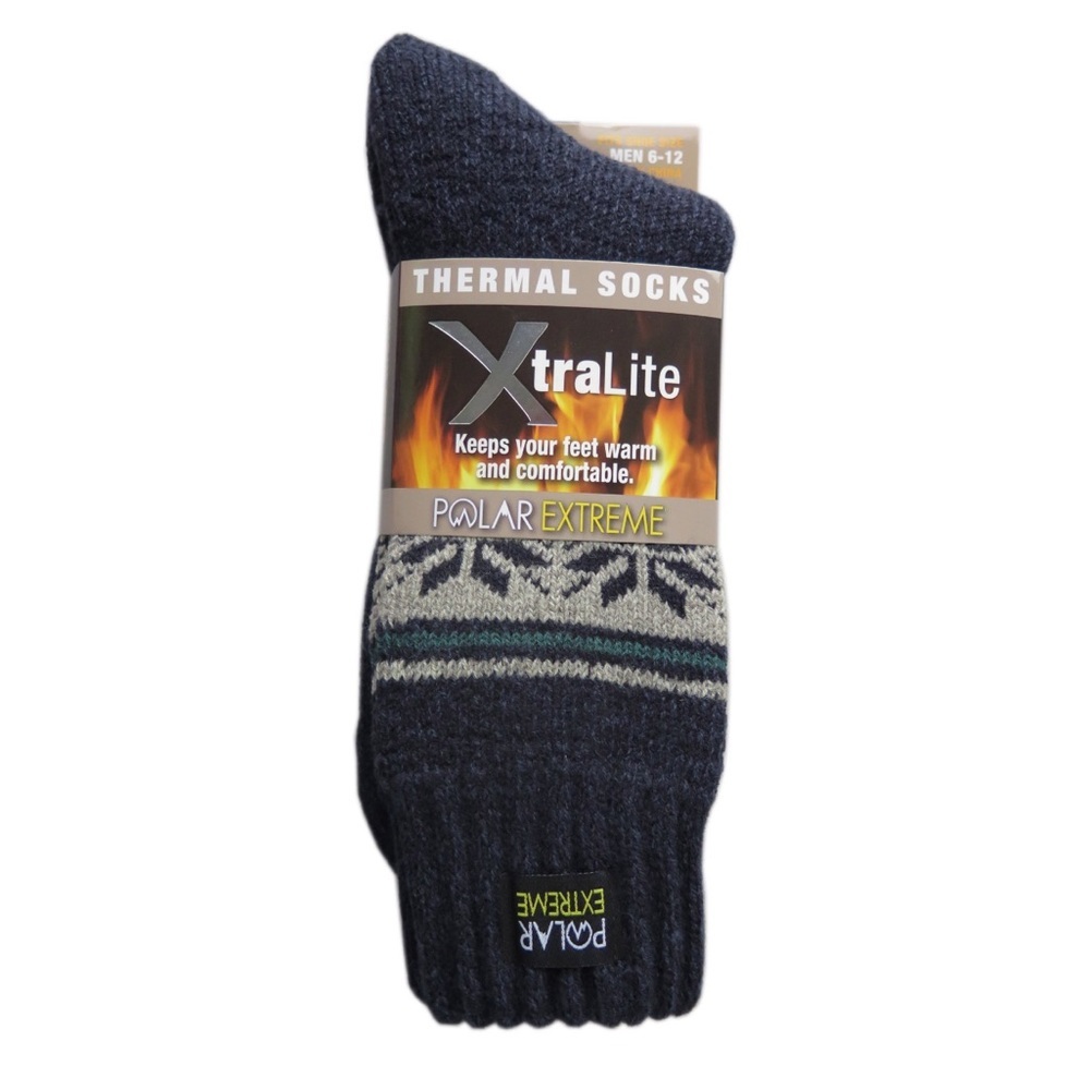 NWT! Polar Extreme Xtralite Insulated Thermal Socks Shoe Men 6-12 Sock Men(Blue)